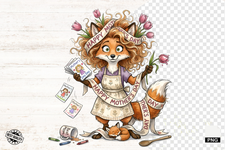 Whimsical Fox Mom PNG - Fox Clipart