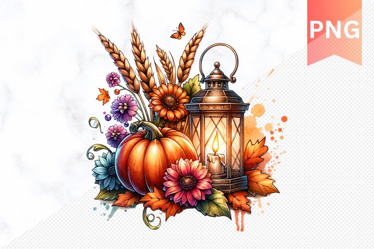 Autumn Pumpkin Harvest Sublimation - Autumn Clipart PNG
