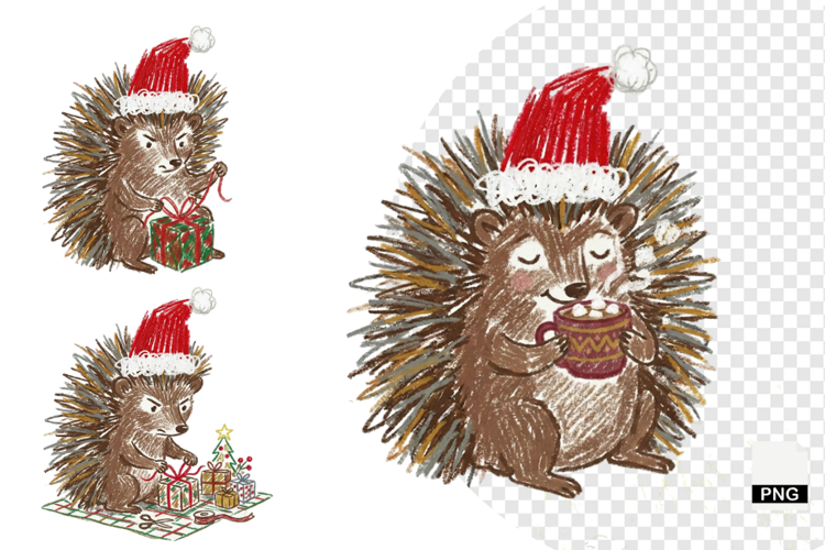 Christmas Hedgehog Clipart