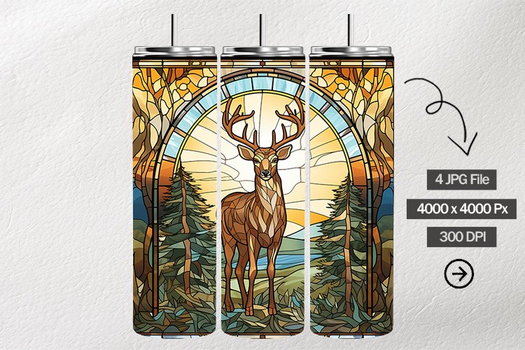 Deer Stained Glass Square Coaster - 04 Variations example image 1