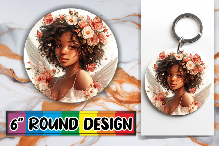 Heartfelt Cupids Embrace: Sublimation Design Round