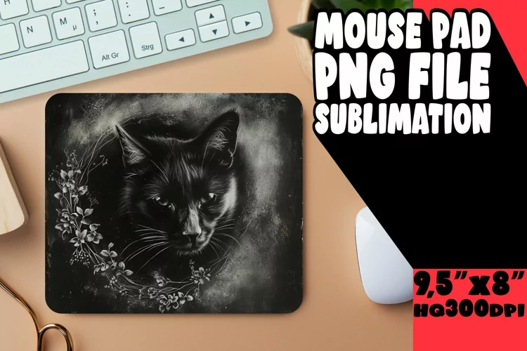 Quirky Cat Print Mousepad