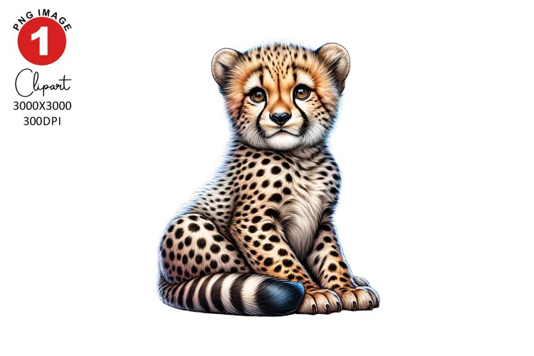 Cute Cheetah Clipart, Animals Clipart Sublimation example image 1