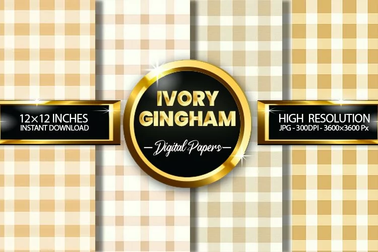 Ivory Gingham Digital Papers - 04 Variations