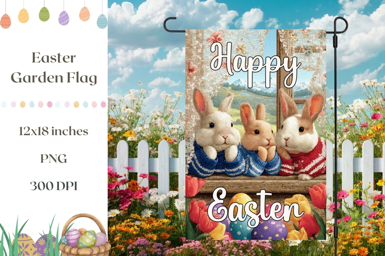 Easter Garden Flag, Funny Bunny Garden Flag Sublimation