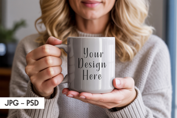 Hands Holding Mug Mockup PSD JPG