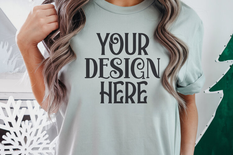 Grey Comfort Colors 1717 Christmas Mockup, CC 1717 example image 1