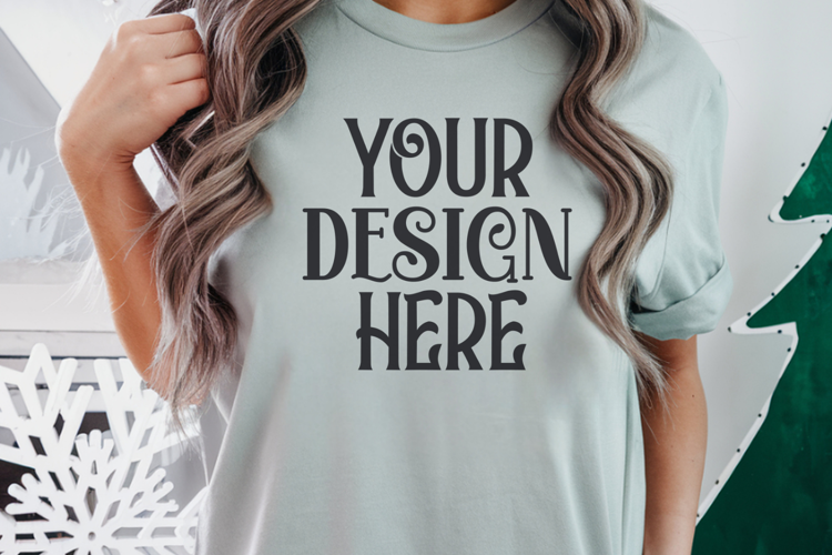 Grey Comfort Colors 1717 Christmas Mockup, CC 1717