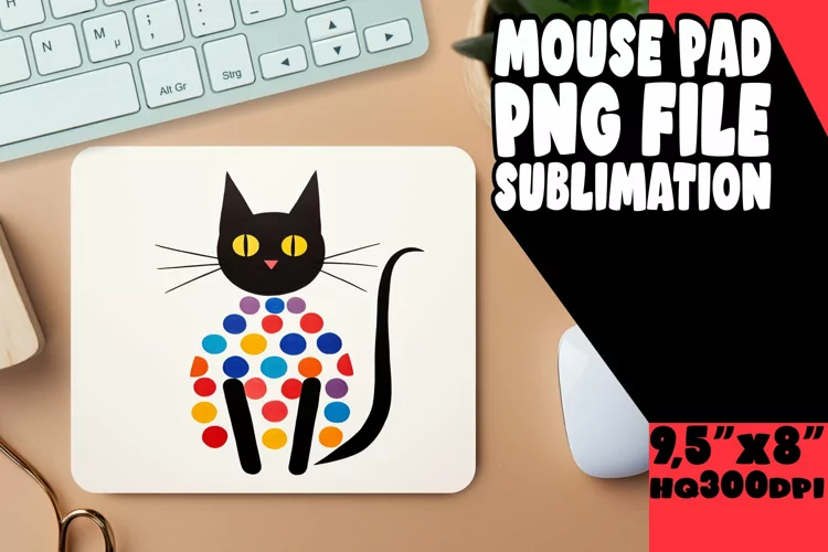 Playful Cat Sublimation Mouse Pad Graphic