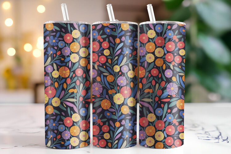 Flower Tumbler Wrap | Sublimation | Tumblers example image 1