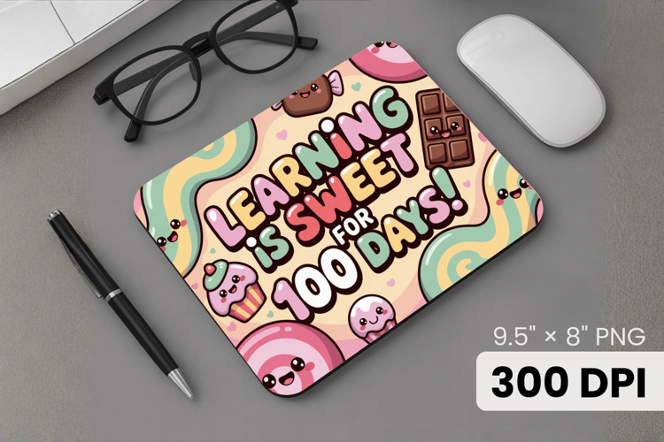 100 days of school Mouse Pad, Teacher PNG Sublimation Design
