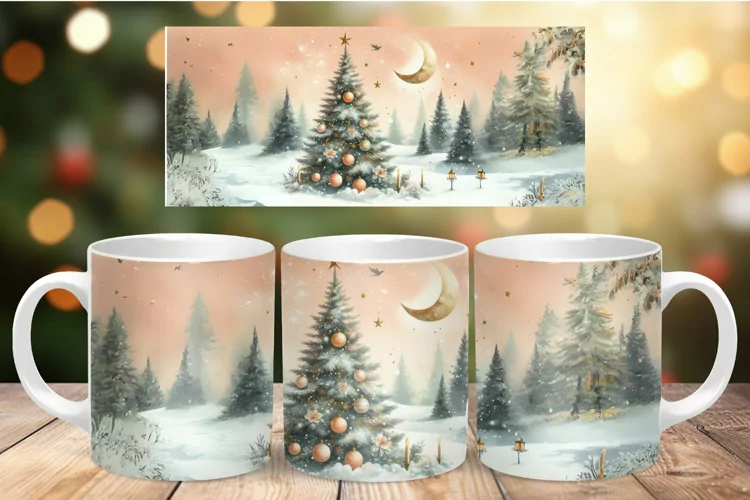 Mug Wrap Sublimation - christmas tree