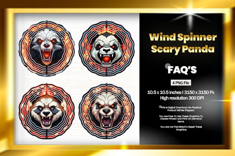 Scary Panda Wind Spinner Sublimation-04 Variations example image 1