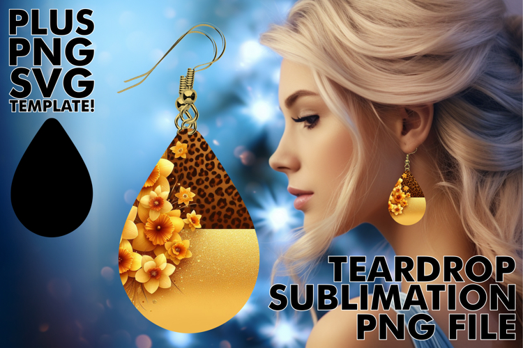 Artistic Teardrop Earrings PNG, Leopard Prints