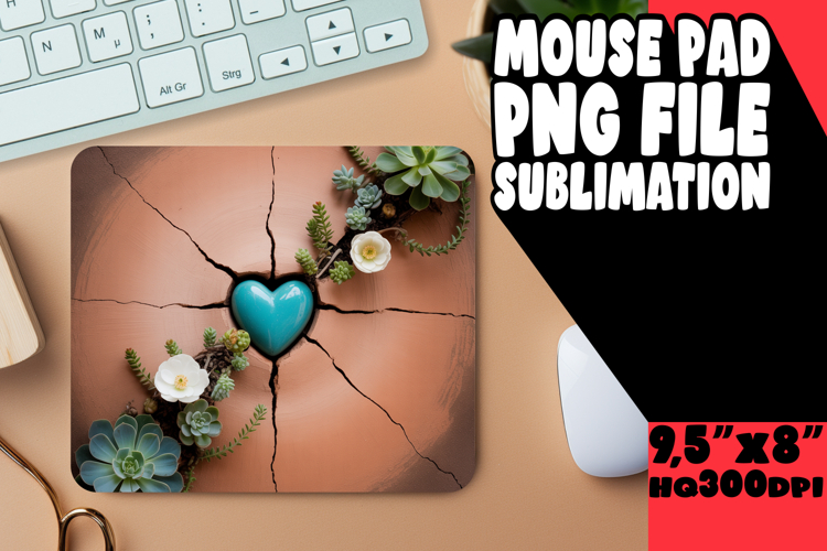 Bright Mouse Pad Design Sublimation, 3D Heart