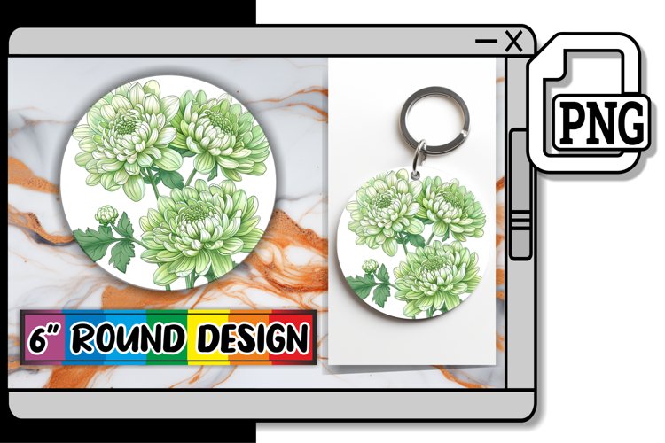 Radiant Blossom Sublimation Circles - Keychain & Car example image 1