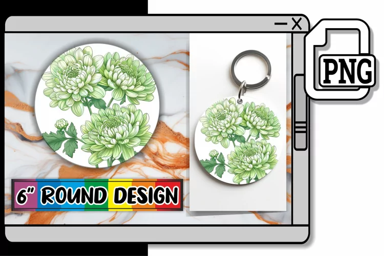 Radiant Blossom Sublimation Circles - Keychain & Car