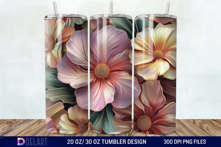 3D Painted Flower Tumbler Wrap example image 1