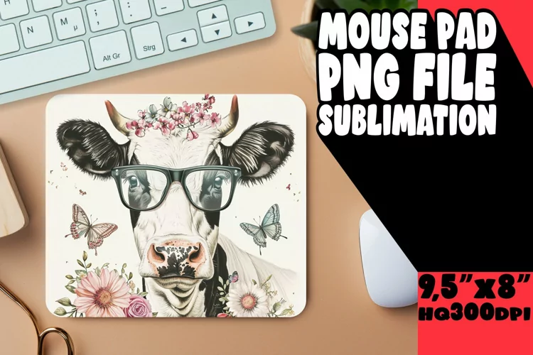 Color Burst Spring Cow Mouse Pad: Sublimation Fun