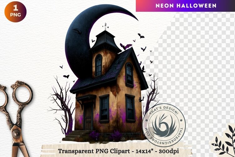 Neon Halloween Character Clipart Spooky Kawaii example image 1