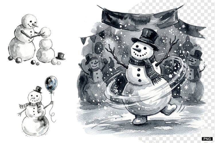 Snowman Party Clipart example image 1