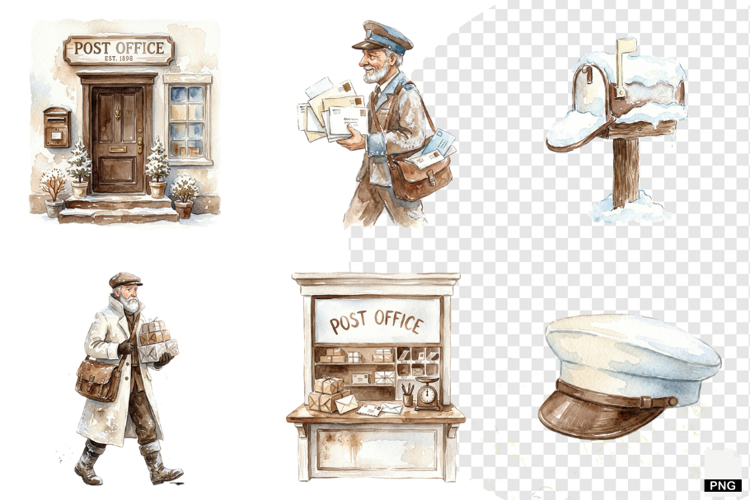 Winter Morning Mailbox Clipart