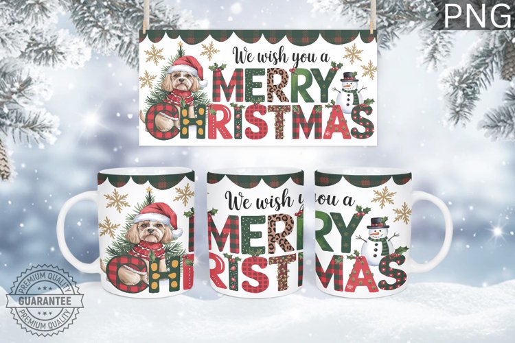 We Wish You A Merry Mug Wrap - Christmas Mug Sublimation