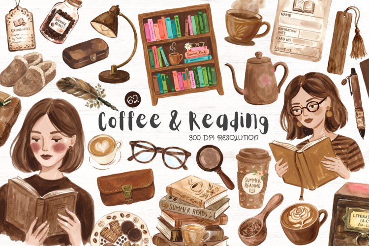 Coffee & Reading Moments Clipart example image 1