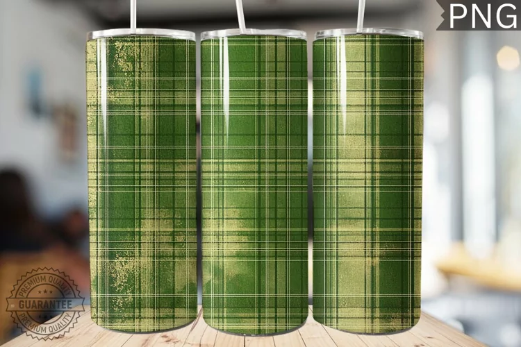 Green Plaid Tumbler Wrap - High Quality 300 Dpi