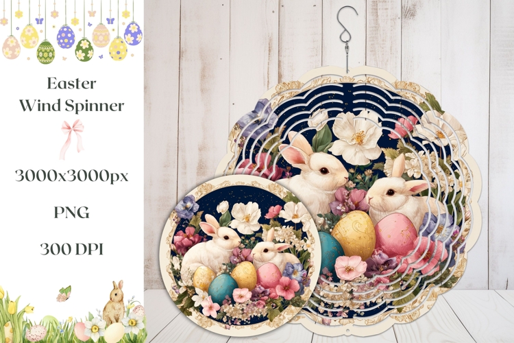 Cartoon Easter Wind Spinner, Floral Easter Eggs Wind Spinner