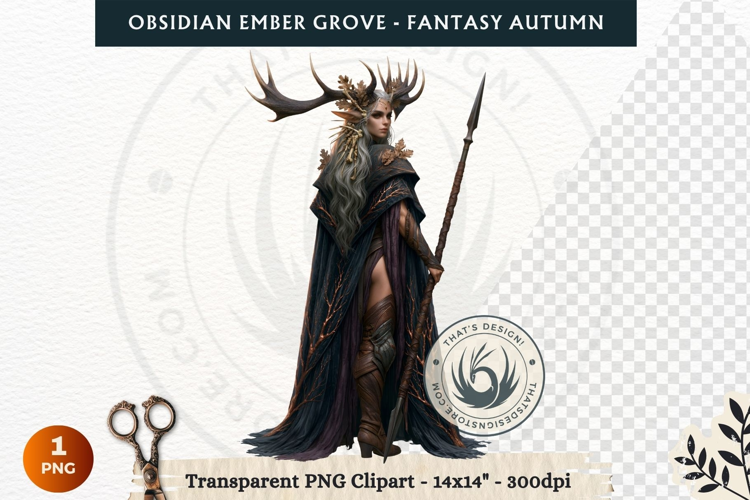 Dark Autumn Fantasy Clipart PNG for RPG Obsidian Ember Grove