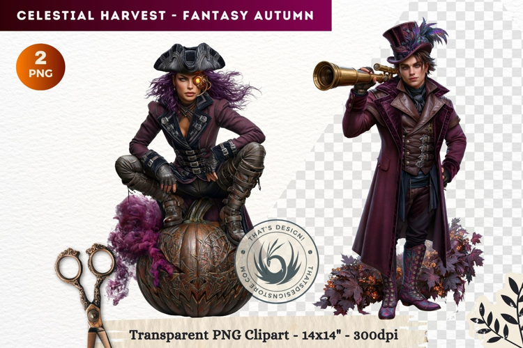 Autumn Fantasy Clipart PNG Celestial Steampunk Harvest