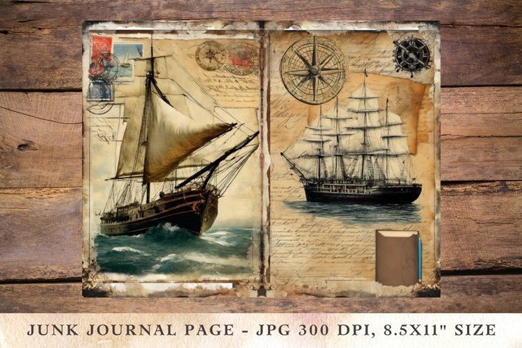 Printable Junk Journal Pages nautical ship voyage 2