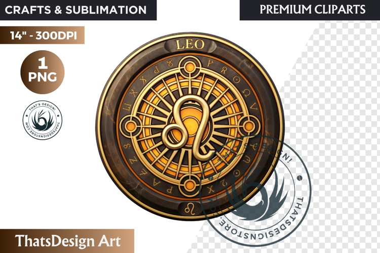 Leo Alchemical Zodiac Clipart Magic Horoscope Coin PNG