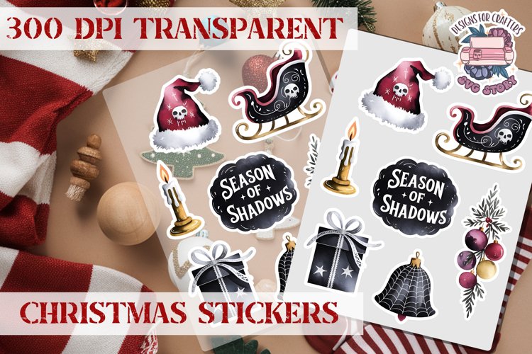 Christmas Sticker Sheet Gothic Dark Winter Holiday PNG