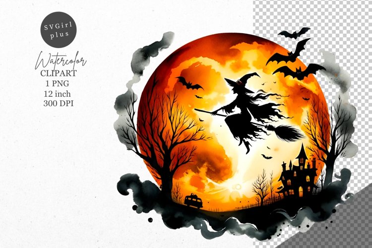 Halloween clipart, Witch clipart, Kids Halloween example image 1