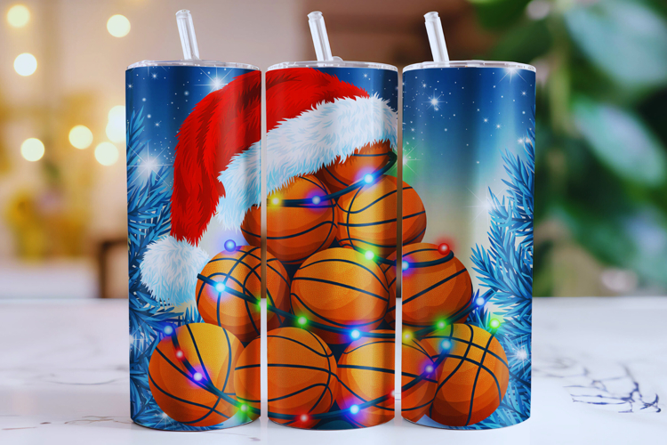 Merry Basketball Tumbler Wrap | Christmas Wrap