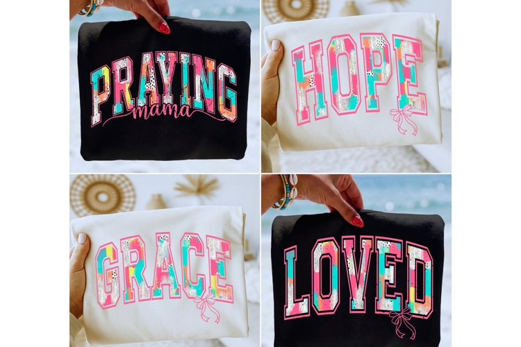 Christian Mom PNG Bundle Praying Mama, Loved, Hope, Grace