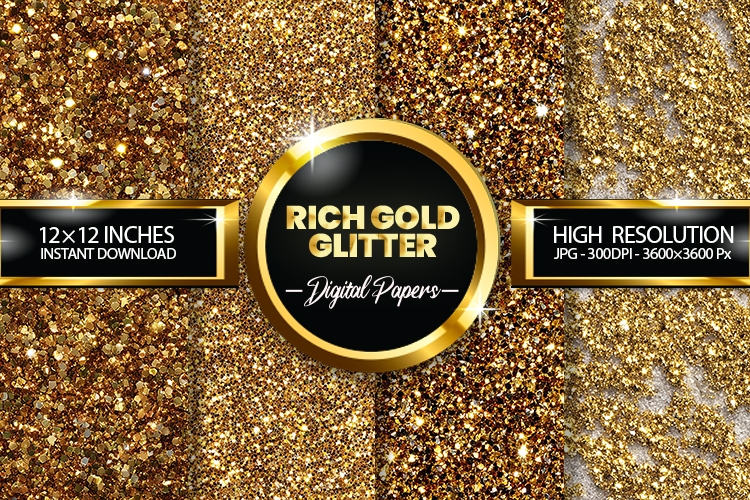 rich gold glitter Digital Papers - 04 variations