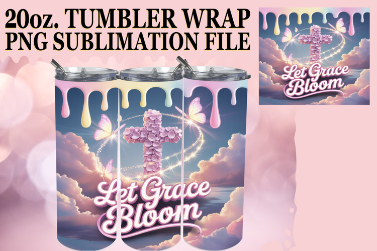 Blissful moments 20oz tumbler wrap, Religious