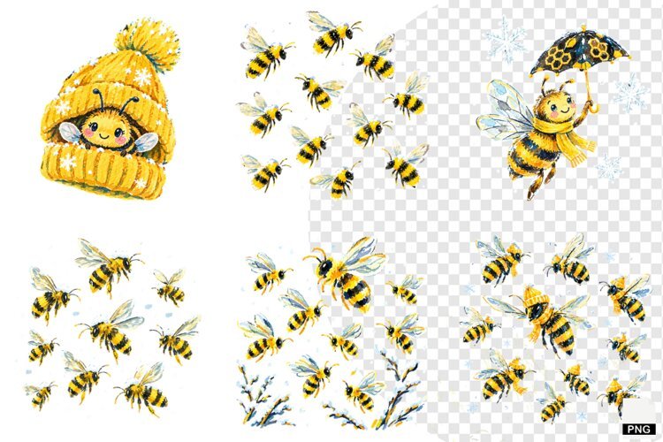 Winter Bees Garden Clipart example image 1