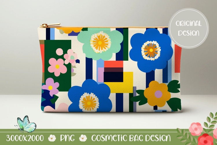 Abstract Cosmetic Bag Template, Pop Art Flowers Cosmetic Bag