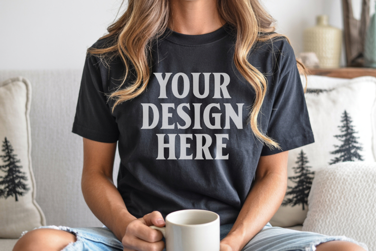 Black Tshirt Mockup Image 3