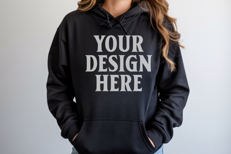 Black Gildan 18500 Hoodie Mockup, G18000 Hoodie Model mockup