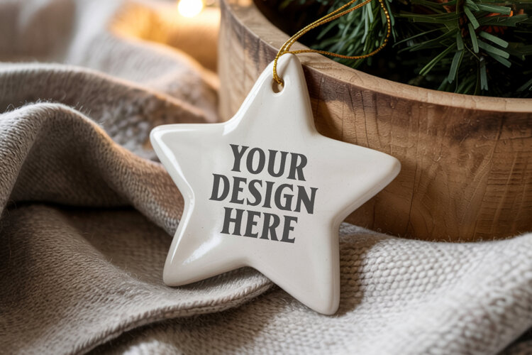 Christmas Star Ceramic Ornament Mockup | Holiday Star example image 1