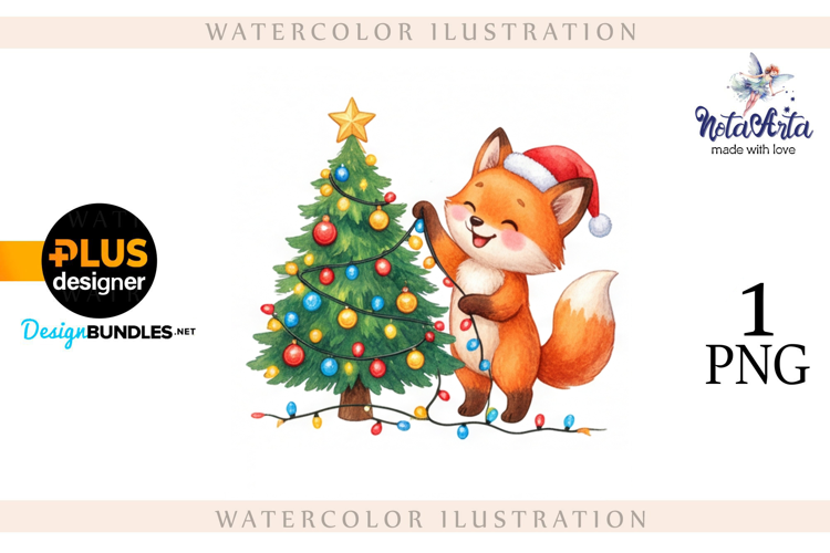 Illustration of a cute Christmas fox