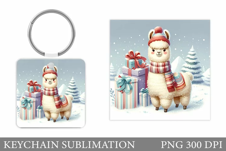 Christmas Lama Keychain. Cute Lama Keychain Design
