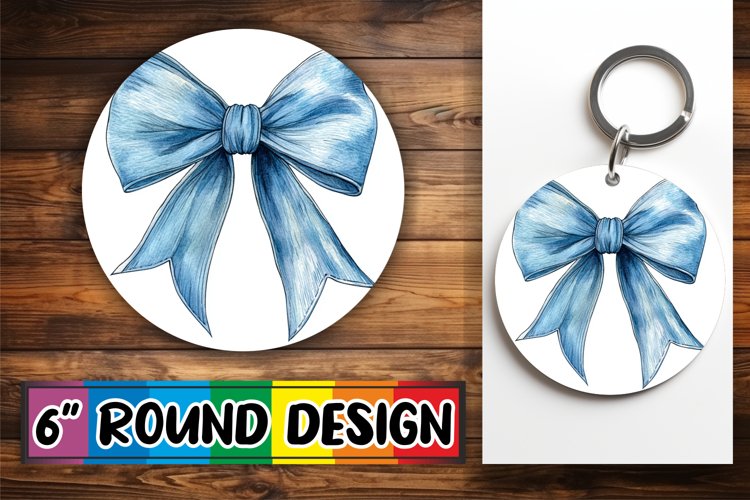 Round Design with PNG Watercolor Bow Sublimation Art