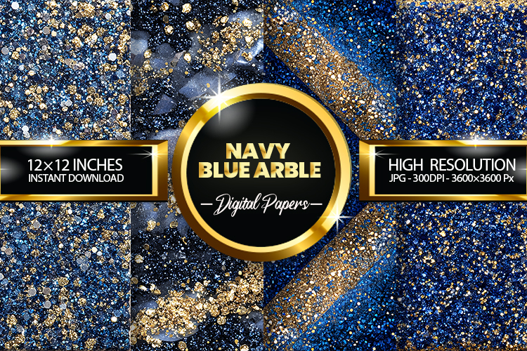 Navy blue arble Digital Papers - 04 variations