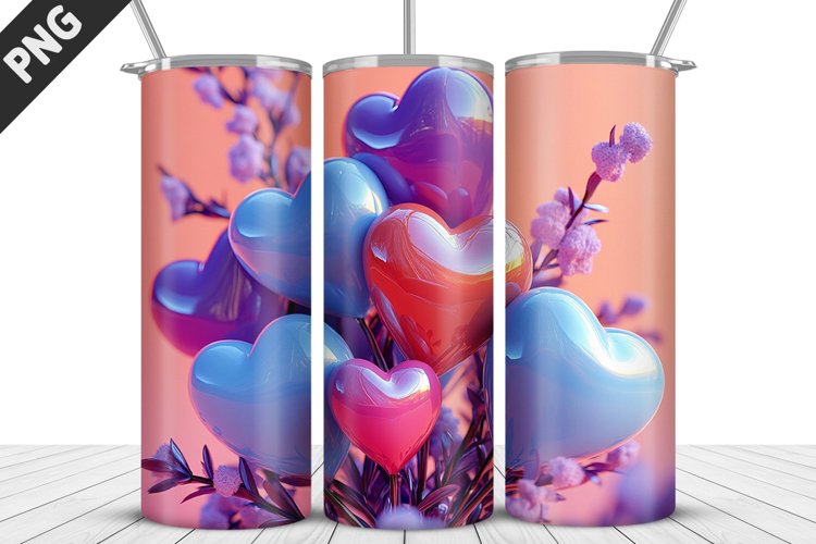 Lovely Hearts Tumbler Design | Valentine's Day Tumbler Wrap example image 1